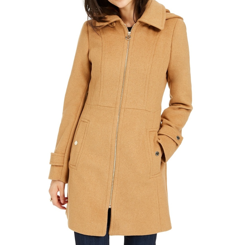 Michael Kors Petite Hooded Stand-Collar Coat